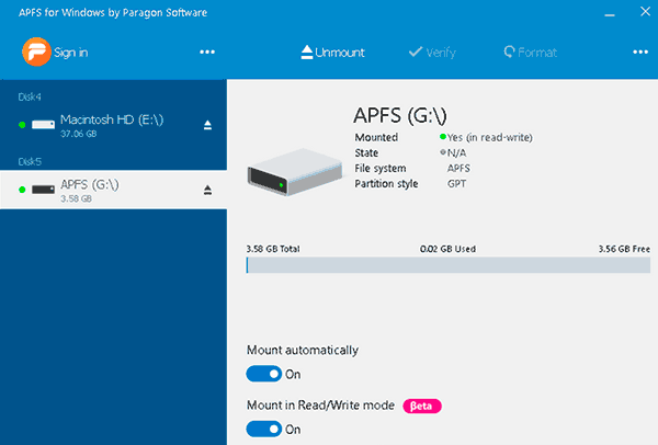 File system APFS