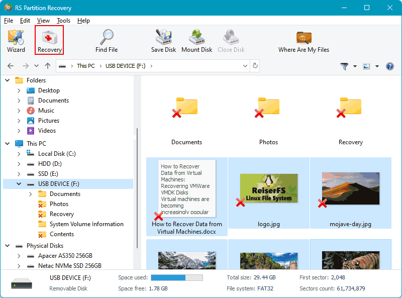 Software di recupero dati per unità flash