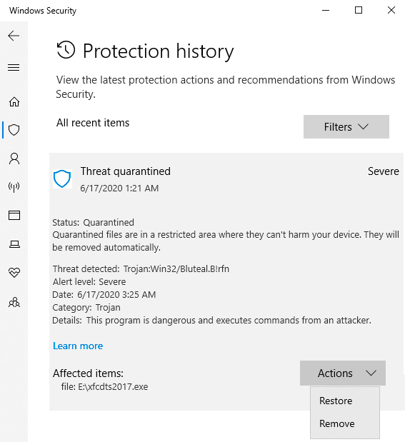 Come recuperare i file eliminati da Windows Defender