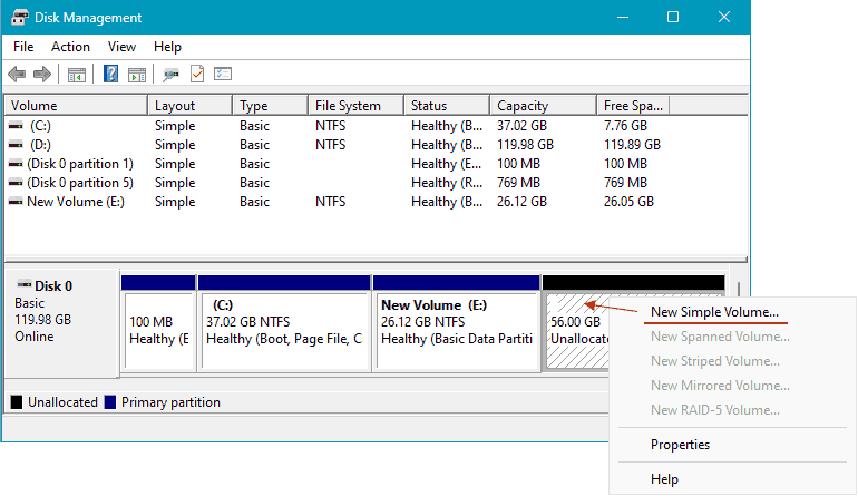 Opzione Estendi volume non attiva in Windows 11