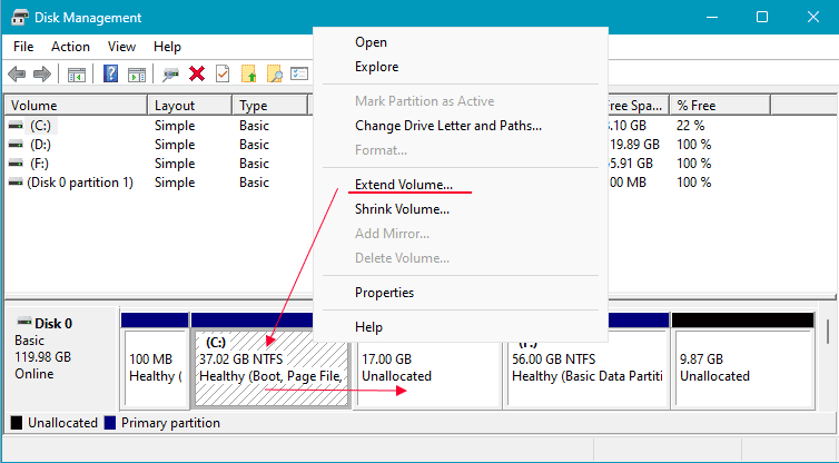 Opzione Estendi volume non attiva in Windows 11