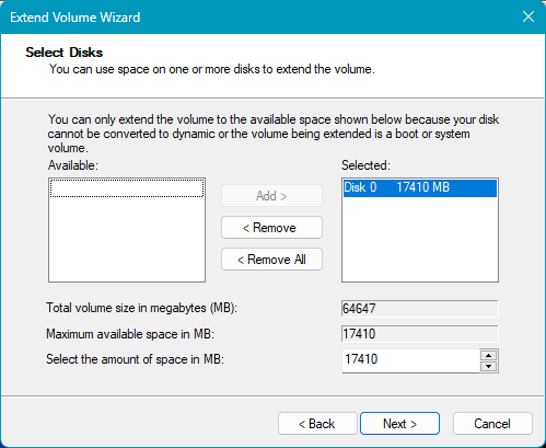 Come aumentare lo spazio di un volume in Windows 11
