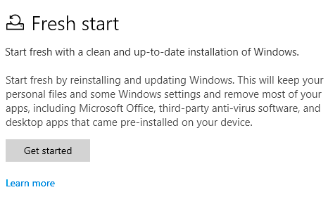 Reinstallazione rapida di Windows con la funzione “Fresh Start”