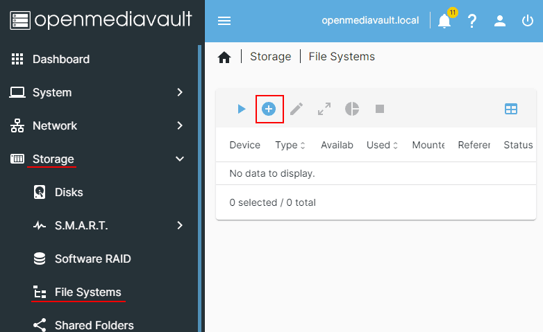 Come creare un file system in OpenMediaVault