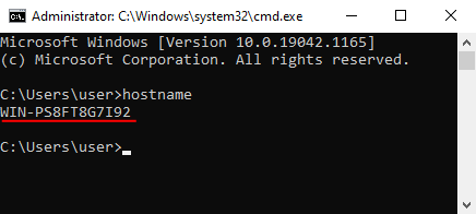 Utilizzo del comando hostname per vedere il nome del tuo computer