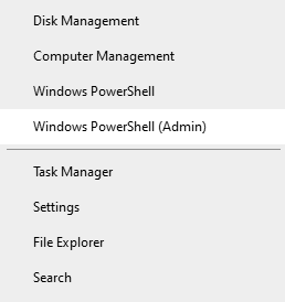 Apertura di Windows PowerShell (Admin)