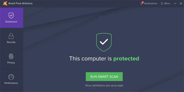 Finestra principale di Avast Finestra principale di Avast