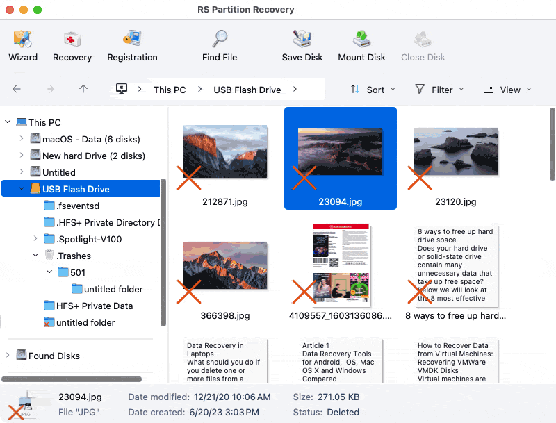 Anteprima dei file recuperabili Anteprima dei file recuperabili