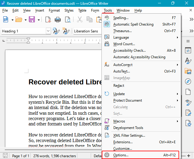 Recupero di Documenti Non Salvati in LibreOffice