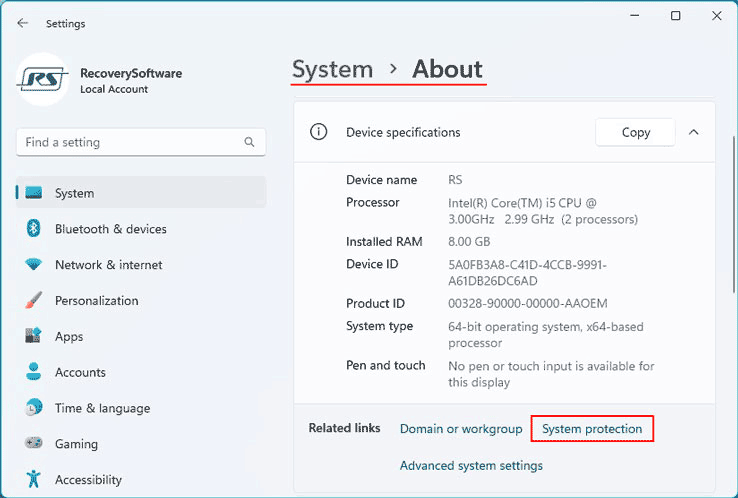 Protezione del Sistema in Windows 11