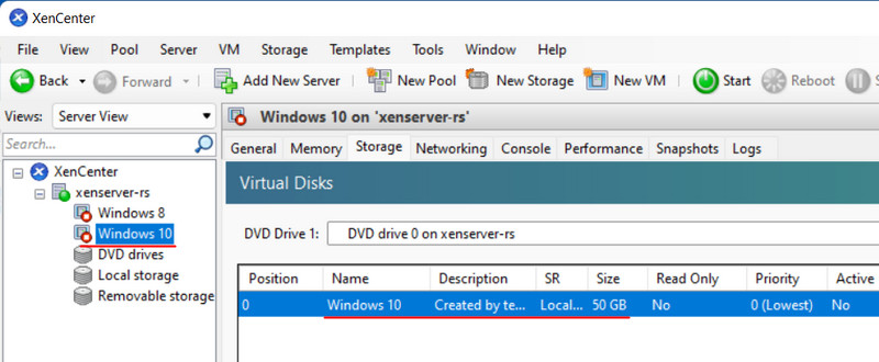 Recupero di una macchina virtuale XenServer