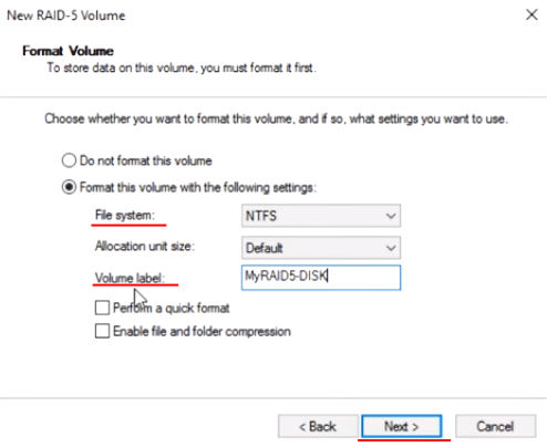 Scelta del nome e del file system per il tuo array RAID