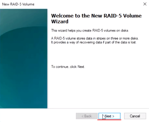 Wizard del Volume RAID-5