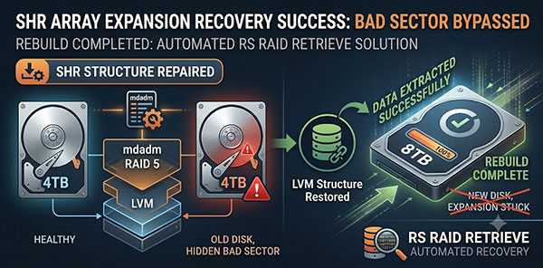 Recupero dati da un array SHR che fallisce durante il processo di ricostruzione (Synology Hybrid RAID) Recupero dati da un array SHR che fallisce durante il processo di ricostruzione (Synology Hybrid RAID)