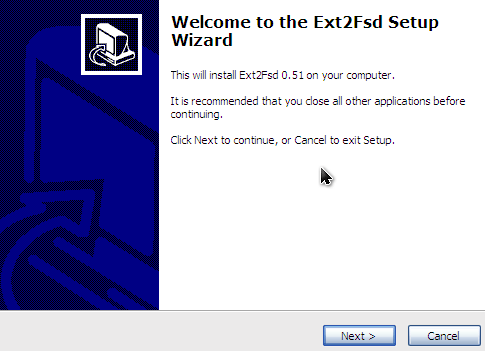 Installazione del driver EXT2FSD