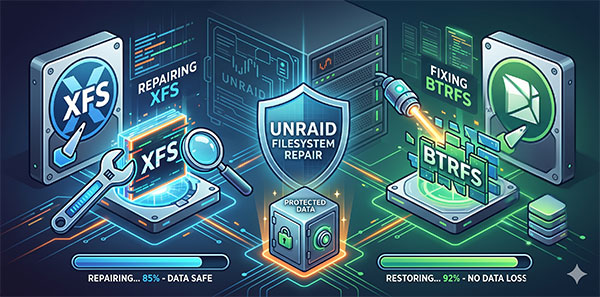 Come riparare in sicurezza i file system XFS e Btrfs corrotti in Unraid senza rischiare la perdita di dati