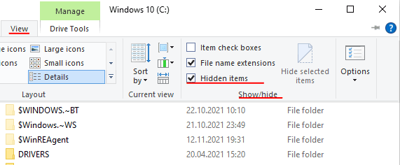 Abilitare la visualizzazione dei file nascosti