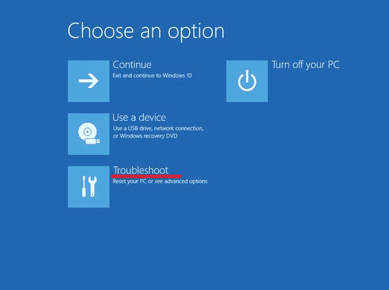 Risoluzione dei problemi in Windows Recovery Environment
