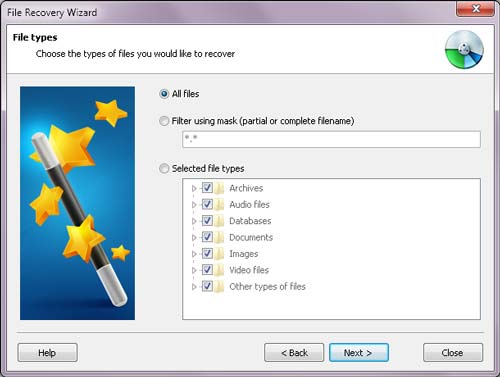 Filtra i file eliminati per tipo di file