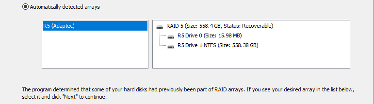 RS RAID Retrieve - Rilevamento automatico RAID
